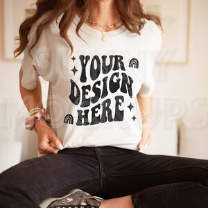 Maquete de camiseta branca, Maquete branca GILDAN 5000, Maquete de camiseta Boho, Maquete de camiseta grande, Maquete branca Gildan, Maquete de modelo de camisa branca