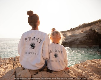 Mama and Me Mockup / Gildan 18000 White Mockup | Gildan 18000b White Mockup |  KIDS Sweatshirt Back Mockup | Family Sweatshirt Mockup