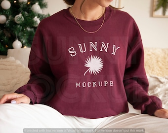 Gildan 18000 Maroon Christmas Mockup | Gildan Sweatshirt Mockup | Winter Sweatshirt Mockup | Model Sweatshirt Mockup |  18000 Model Mockup