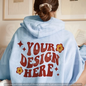BLUE Hoodie Back Mockup | GILDAN 18500 Hoodie Model Mockup | Oversized Blue Hoodie Mockup, G185 Light Blue Hoodie Mockup, Hoodie Back Mockup