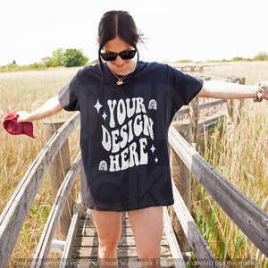 Oversized Black T-shirt Mockup, Bella Canvas 3001 Black Mockup, Model T-shirt Mockup, Oversized Bella Canvas Mockup, 3001 Black Mockup,