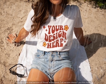 Bella Canvas 3001 Mockup, MODEL TSHIRT Mockup, Summer T-shirt Mockup, Boho T-shirt Mockup, Beach T-shirt Mockup, Bella Canvas Model Mockup