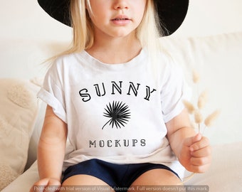 Kids T-shirt Mockup, Toddler Tshirt Mockup ,Boho T-shirt Mockup, Kids White Tshirt Mockup, Model T-shirt Mockup, Bella Canvas 3001t White