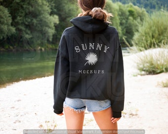 Black Hoodie Back Mockup | Gildan 18500 Hoodie Model Mockup | Sweatshirt Mockup, Black Hoodie Mockup, Model Mockup, Hoodie Back Mockup