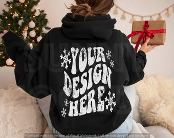 Black Hoodie Back CHRISTMAS Mockup | GILDAN 18500 Christmas Mockup | G185 BACK Mockup, Gildan 18500 Back Mockup, Christmas Hoodie Mockup