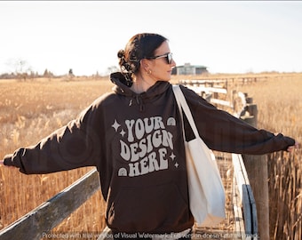 GILDAN 18500 Dark Chocolate Hoodie Mockup | GILDAN Brown Hoodie Mockup | Oversized Brown Hoodie Mockup, G185 Dark Chocolate, Hoodie Mockup