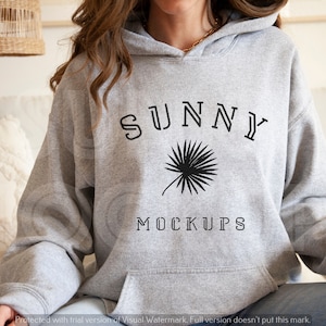 GILDAN 18500 Athletic Heather | Gray Hoodie Real Model Mockup | G185 Sports Grey Lifestyle Photo