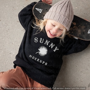 Kids BLACK Sweatshirt Mockup | Child Black Sweatshirt Mockup | KIDS Sweater Mockup | Child Model Mockup | Kids Model Mockup