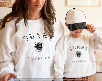 Mama and Me Mockup / Gildan 18000 White Mockup | Gildan 18000b White Sweatshirt Mockup |  KIDS Sweatshirt Mockup | Family Sweatshirt Mockup