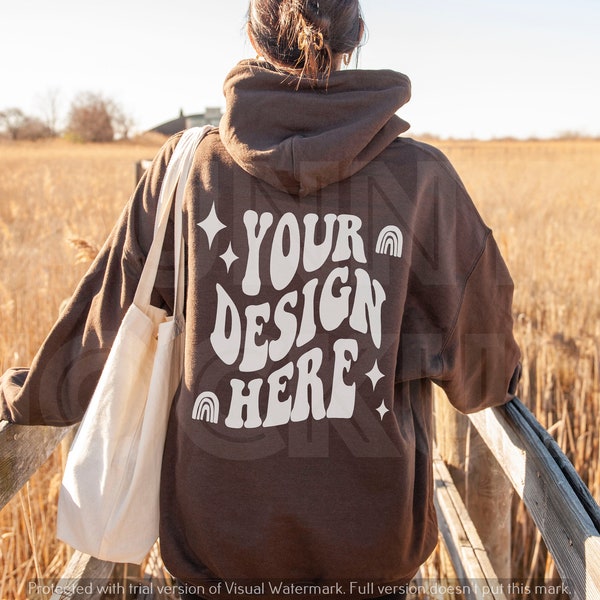 Dark Chocolate Hoodie Back Mockup | GILDAN 18500 Hoodie Mockup | Übergroßer Brauner Hoodie Mockup, G185 Dark Chocolate, Hoodie Zurück Mockup