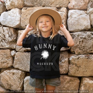 Bella Canvas 3001t Kids T-shirt Mockup, Toddler Model Mockup, Boho T-shirt Mockup, Model T-shirt Mockup, Bella Canvas Kids, 3001t Black