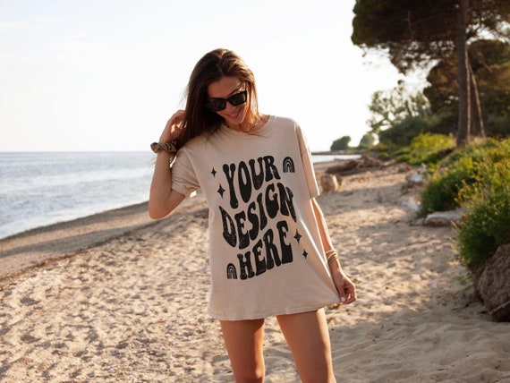 Bella Canvas 3001 SAND DUNE Mockup | Bella Canvas Beach Mockup | Tshirt Model Mockup, 3001 Beige Mockup, Bella Canvas Shirt Summer Mockup