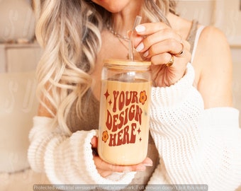 Glass Can Mockup| 16 oz Glass Can Mockup| Beer Can Glass Mockup| Glass Can Mockup | Libbey Glass Mockup