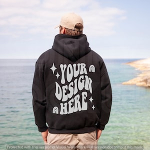Black Hoodie Back Mockup | Gildan 18500 Hoodie BACK Mockup |  Black Hoodie Mens Mockup, Male Model Mockup, Mens Hoodie Back Mockup, g185
