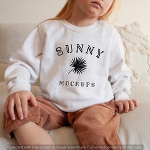 Kids White Sweatshirt Mockup | Gildan 18000b White Mockup | KIDS Sweater Mockup | Toddler Model Mockup | G185B White Sweatshirt Mockup