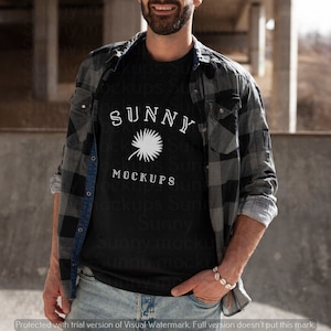 Bella Canvas 3001 Black T-shirt Mockup, Male Model T-shirt Mockup, Men T-shirt Mockup, 3001 Black mockup, Bella Canvas 3001 Mens