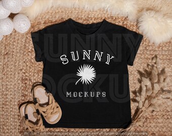 Kids BLACK T-shirt Mockup, Child T-shirt Mockup, Boho T-shirt Mockup, TODDLER Black Tshirt mockup, Bella Canvas 3001t Black