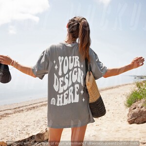 OVERSIZED GREY T-shirt  BACK Mockup, Comfort Colors 1717 Grey Mockup, C1717  Back Mockup, Grey Shirt Back Mockup, Summer Shirt Mockup