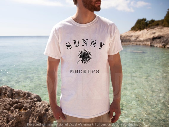 GILDAN 5000 WHITE T-shirt Mockup, Mens Gildan Mockup, Male Model T-shirt Mockup, Mens T-shirt Mockup, WHITE T-shirt mockup, Men Mockup