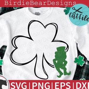 Leprechaun Svg, Shamrock Svg, St Patricks Day Svg, Leprechaun Clipart, Clover Svg, Leprechaun Silhouette Svg, Shamrock Outline Svg, Png, Dxf