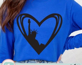 Statue of Liberty Svg, Lady Liberty Svg, Statue of Liberty Clipart, Patriotic Svg, Statue of Liberty Png, I Love New York Svg, Heart USA Svg