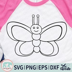 Schmetterling Umriss SVG, Tier Kontur SVG, Malseite SVG, Schmetterling Shirt, Schmetterling Cut File, Malvorlage, Shirt zum Ausmalen, Schmetterling Cut File