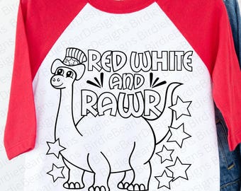 Red White and Rawr Svg, Patriotic Dinosaur Svg, 4th of July Coloring Svg, Dinosaur Svg, 4th of July Dinosaur Svg, USA Dinosaur Svg, Png, Dxf