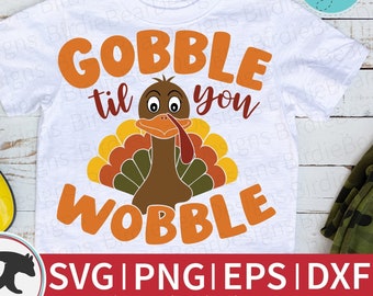 Gobble Til You Wobble Svg - Turkey SVG  - Cute Turkey Svg - Gobble SVG - Turkey Face Svg - Turkey Clipart - Thanksgiving SVG Dxf Png Clipart