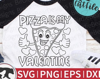 ピザは私のバレンタイン SVG - バレンタインデーのぬりえ SVG - ピザバレンタイン SVG - ピザのぬりえ - ピザスライス SVG - 面白いバレンタイン SVG