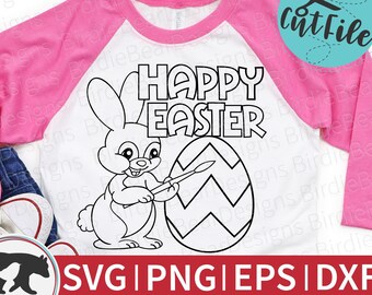 Happy Easter SVG, Easter Coloring Svg, Kids Easter Svg, Easter Bunny Coloring Svg, Easter Egg Coloring Svg, Easter Coloring Shirt, Egg Svg