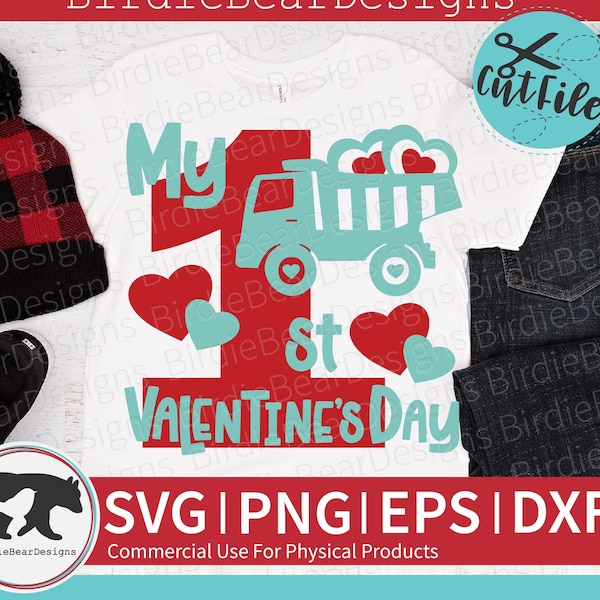 My First Valentine's Day Svg, My 1st Valentines Day, Dump Truck Svg, Boys Valentine Cut File, Newborn Svg, Valentines Day Truck Svg, Png