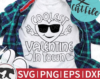Valentines Day Coloring Svg, Heart Face Svg, Boys Valentine Svg, Valentine Heart Svg, Cute Valentine Svg, Coloring Page Svg, Png, Dxf, Eps