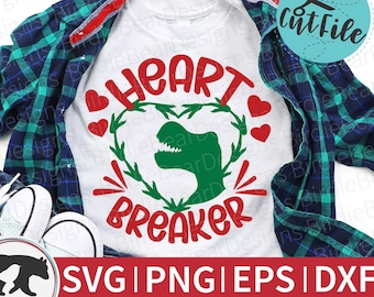 Heart Breaker SVG - Valentine Dinosaur Svg - Cute Valentine Svg - Trex Valentine - Dinosaur Heart Svg - Valentines Png Svg Dxf - Trex Svg