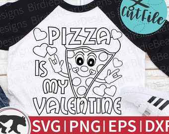 ピザは私のバレンタイン SVG - バレンタインデーのぬりえ SVG - ピザバレンタイン SVG - ピザのぬりえ - ピザスライス SVG - 面白いバレンタイン SVG