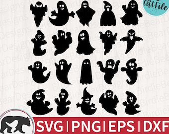 Ghost Svg-bundel, Ghost Clipart, Ghost silhouet bundel, Boo Svg, Ghost Svg, Halloween Ghost Svg, schattige Ghost Svg, Ghoul Svg, Ghost face Svg