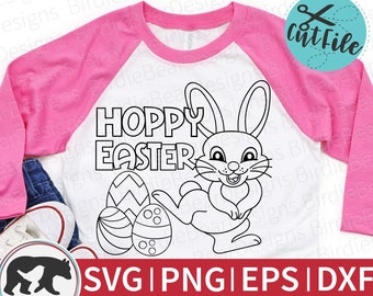 Hoppy Easter SVG, Easter Coloring Svg, Easter Bunny Coloring Svg, Kids Easter Svg, Hoppy Easter Png, Easter Coloring Shirt, Easter Svg Png
