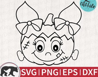 Cara de calabaza monstruo de niña SVG, clipart de Halloween (descarga digital)