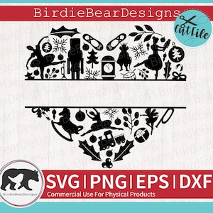 Quebra-nozes Svg, Ballet Quebra-nozes, Quebra-nozes Coração Svg, Silhueta de quebra-nozes Svg, Arquivo de corte de quebra-nozes, Clipart de quebra-nozes, Moldura dividida Svg