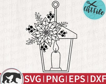 Christmas Lantern Svg, Lantern Svg, Poinsettia Svg, Lantern Clipart, Christmas Flower Svg, Holiday Lantern, Christmas Clipart, Lantern Png