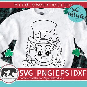 Leprechaun SVG - Leprechaun Face Svg - St Patricks Day Coloring SVG - Leprechaun Clipart -Leprechaun Girl Svg - Kids St Patricks Day Svg Png