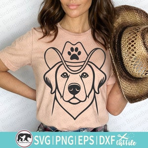 Labrador Svg, Svg empreinte de patte, Cowboy chien Png, Svg contour tête de chien, chapeau de Cowboy Svg, Clipart chien, fichier Svg Labrador Retriever, laboratoire de chocolat
