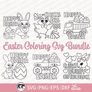 Pâques à colorier Svg, Pâques coloration chemise Svg, Joyeuses Pâques Svg, lot de Svg à colorier, Monster Truck de Pâques, Coloriage Pâques, Svg lapin