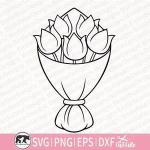 Tulip Svg, Flower Bouquet Svg, Tulip Outline Svg, Spring Flower Svg, Tulip Svg Files, Flower Clipart, Bouquet Svg, Flower Svg, Tulip Vector