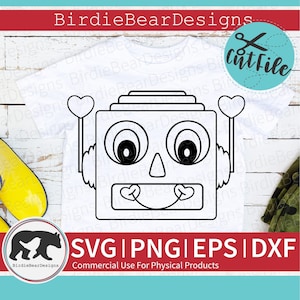 Robot SVG - Valentine Coloring Svg - Robot Coloring SVG - Robot Valentines - Cute Robot SVG - Cute Valentines Svg - Valentines Png Svg Dxf