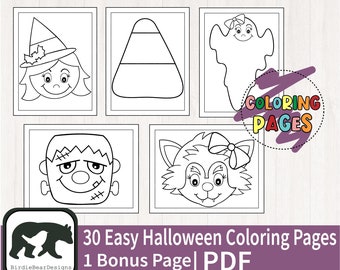 Halloween Coloring Pages - Simple Halloween Coloring Pages - Halloween Coloring Book - Halloween Coloring Pages for Kids Toddlers Adults PDF