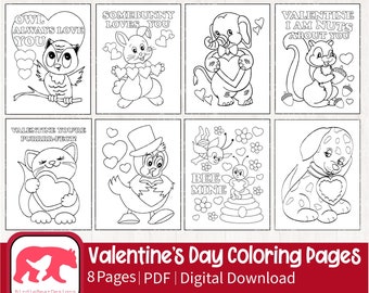 Valentines Coloring Pages - Valentines Coloring Book - Valentine Coloring Pages for Kids - Valentines Coloring - Valentines Day Activity