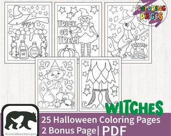Witch Coloring Pages - Witch Coloring Book - Halloween Coloring Book - Halloween Coloring Pages - Witch Coloring Page - Witch Coloring Sheet