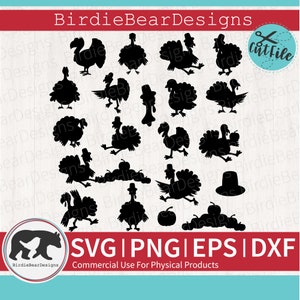 Turkey SVG Bundle - Turkey Silhouette - Cute Turkey Svg - Thanksgiving Clipart - Thanksgiving Turkey Svg - Turkey Clipart - Turkey Png Dxf