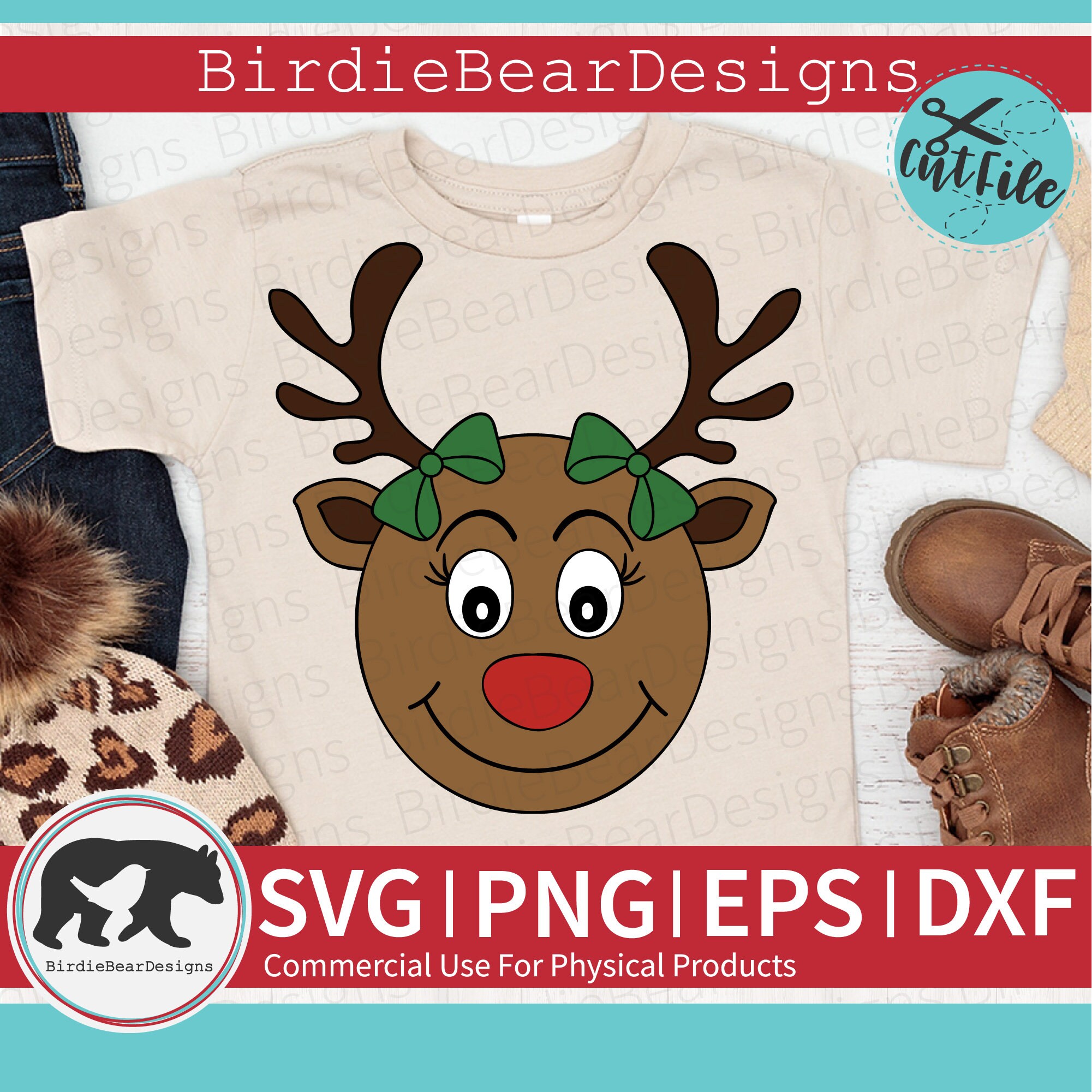 Reindeer Face SVG Girl Reindeer Svg Reindeer Svg Cute Deer Etsy