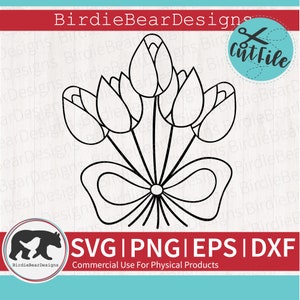 Tulip SVG - Flower Outline SVG - Spring Tulip SVG - Tulip Bouquet Svg - Tulip Clipart - Tulip Svg File - Easter Tulip Svg - Tulip Png Dxf